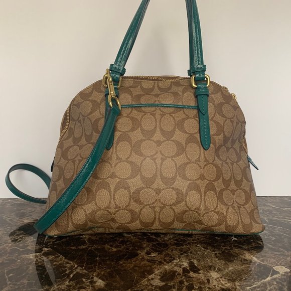 Coach Khaki Peyton Signature Cora Domed Satchel - Picture 4 of 8